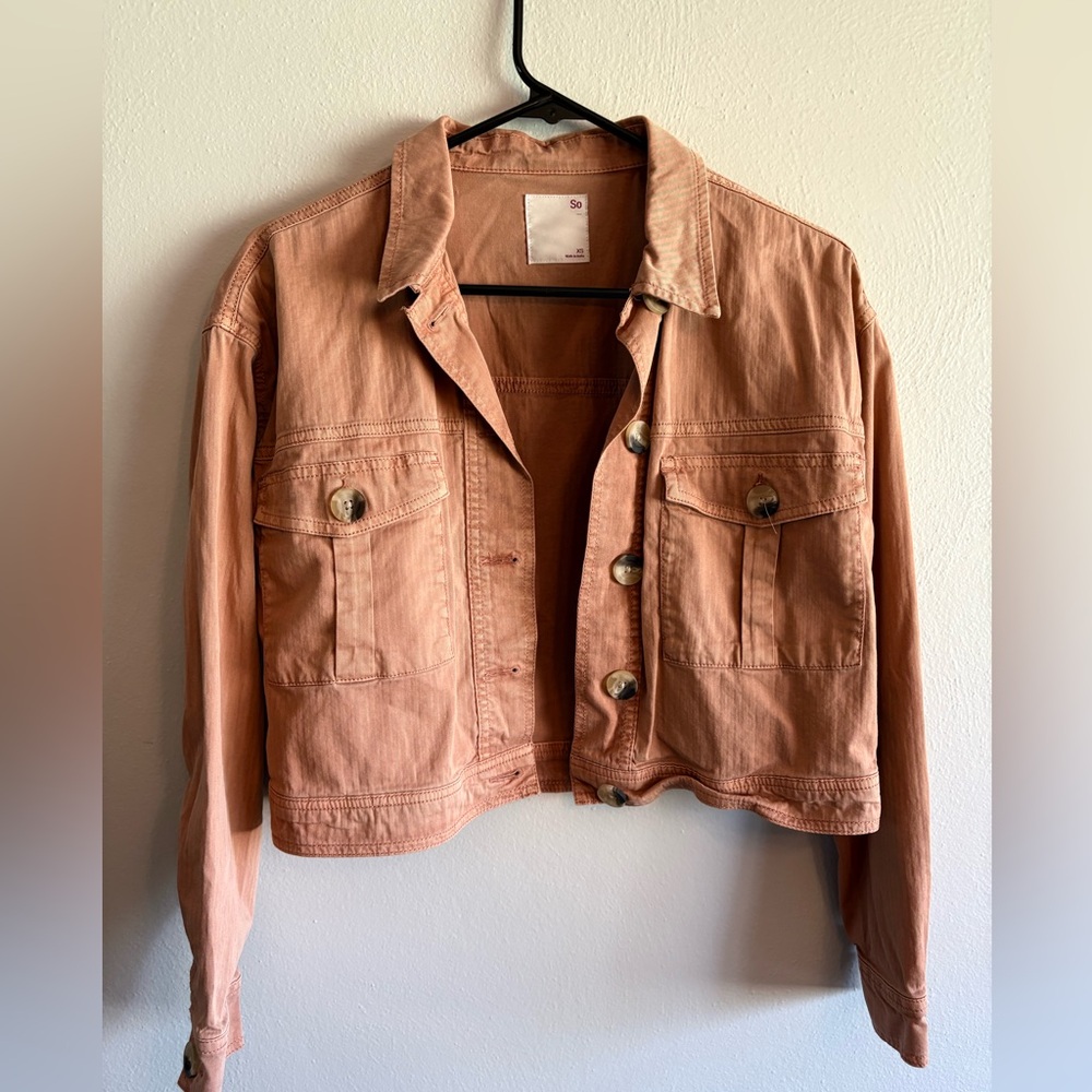 So Burnt Orange Button Up Jacket
